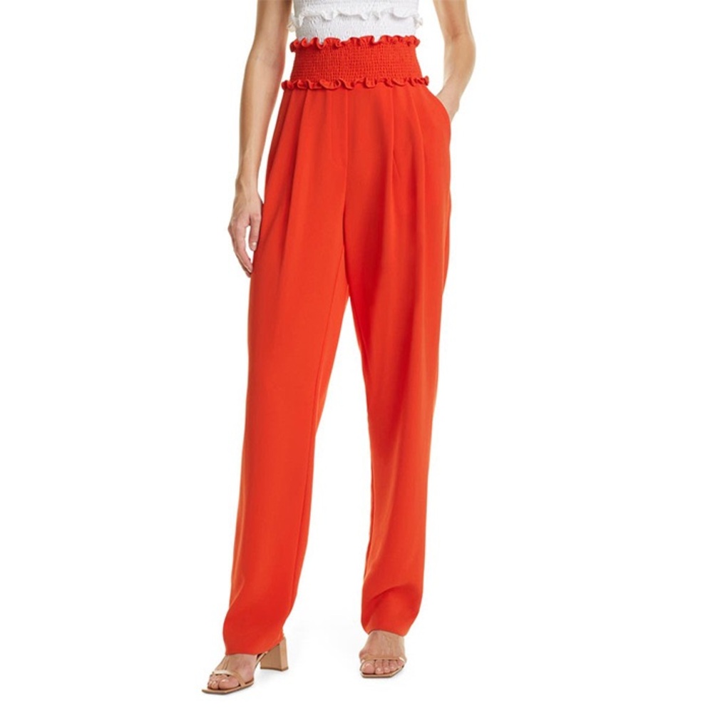 Cinq a Sept Smocked Jessi Pants in Fire Coral - Picture 2 of 13